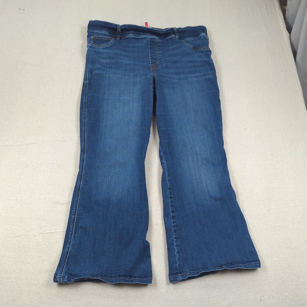 SPANX Women's Wide Leg Jeans in Dark Blue Denim